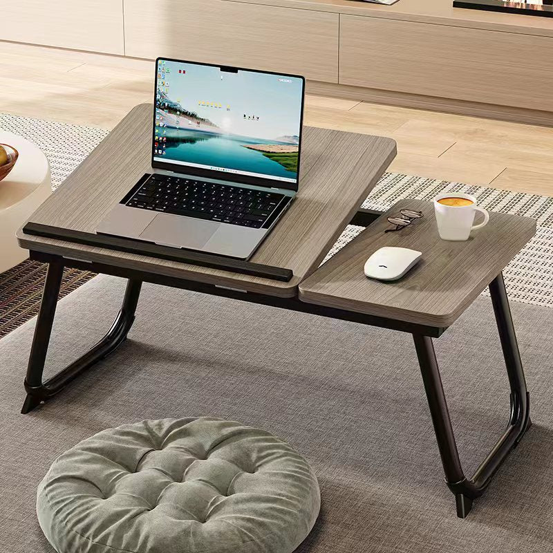 Nordic Contemporary Desk – Carbon Steel & MDF, Rectangular, Foldable, Angle-Adjustable, 2-Tray Saucer, Ideal for Study