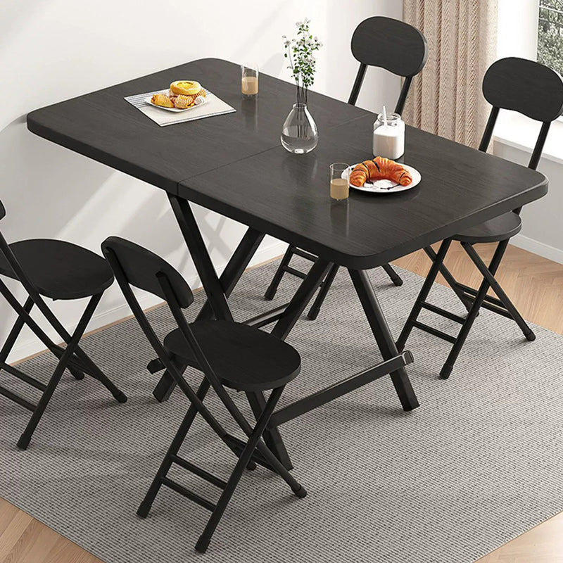 Modern Minimalist Foldable Dining Table - Square/Rectangular MDF Top with Steel Frame, Seats 1-8