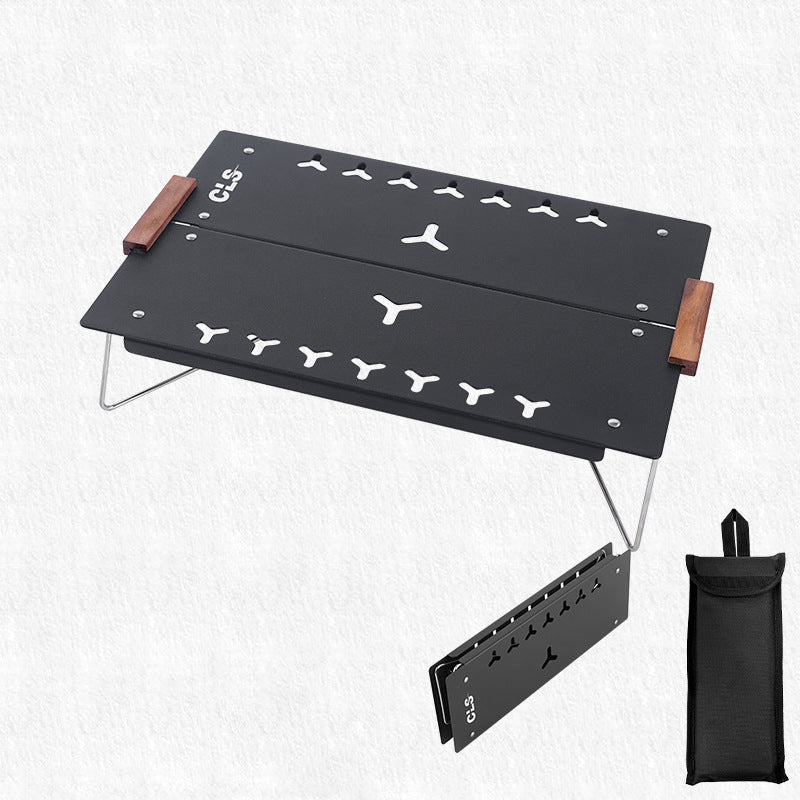 Modern Industrial Aluminum Rectangular Openwork Foldable Outdoor Dining Table for Two