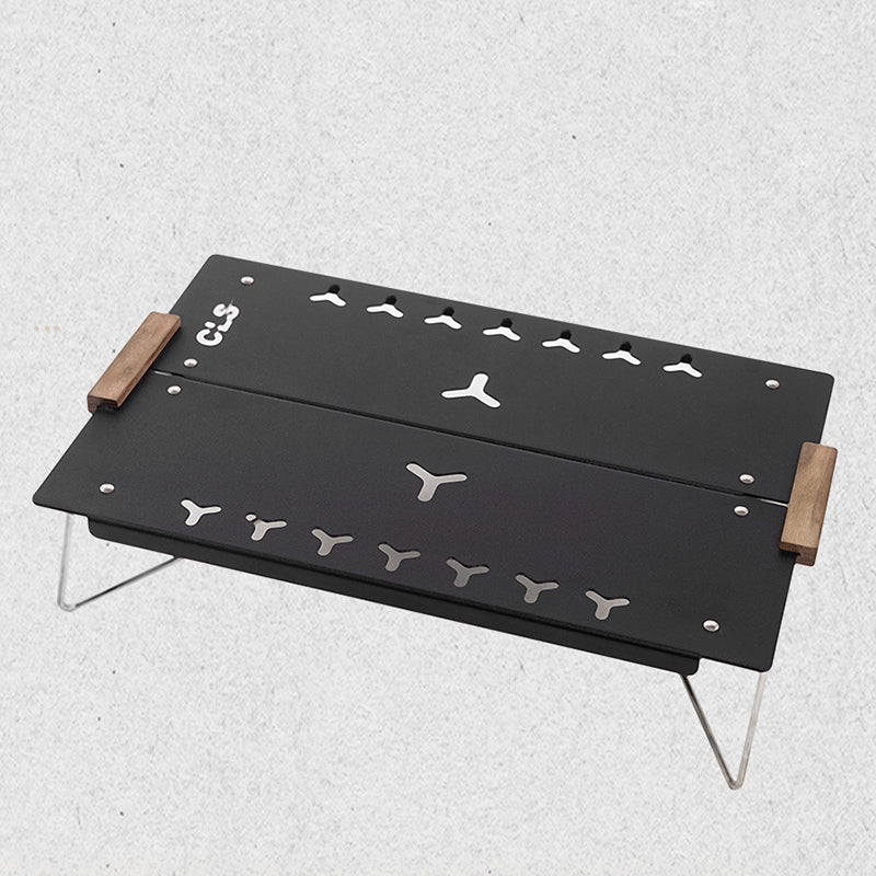 Modern Industrial Aluminum Rectangular Openwork Foldable Outdoor Dining Table for Two