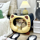 Contemporary PP Kids Nightstand with Cartoon Cat Design, Single Storage, Stackable, Bedside Table