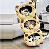 Contemporary PP Kids Nightstand with Cartoon Cat Design, Single Storage, Stackable, Bedside Table