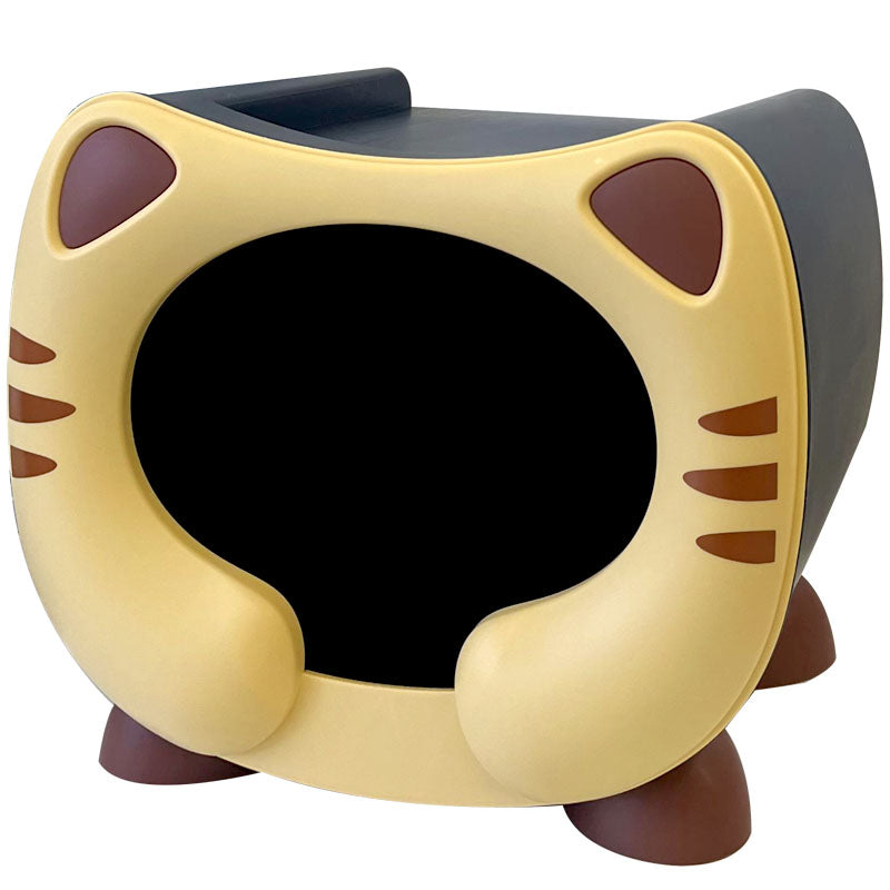 Contemporary PP Kids Nightstand with Cartoon Cat Design, Single Storage, Stackable, Bedside Table