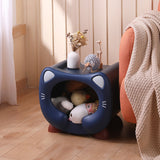 Contemporary PP Kids Nightstand with Cartoon Cat Design, Single Storage, Stackable, Bedside Table