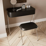 Modern Minimalist MDF & Stainless Steel Rectangular Makeup Vanity with Stool — 1-Drawer Vanity Table for Bedroom