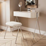 Modern Minimalist MDF & Stainless Steel Rectangular Makeup Vanity with Stool — 1-Drawer Vanity Table for Bedroom
