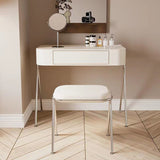 Modern Minimalist MDF & Stainless Steel Rectangular Makeup Vanity with Stool — 1-Drawer Vanity Table for Bedroom