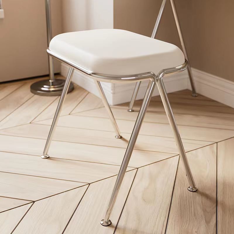 Modern Minimalist MDF & Stainless Steel Rectangular Makeup Vanity with Stool — 1-Drawer Vanity Table for Bedroom