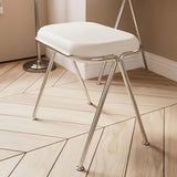 Modern Minimalist MDF & Stainless Steel Rectangular Makeup Vanity with Stool — 1-Drawer Vanity Table for Bedroom