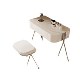 Modern Minimalist MDF & Stainless Steel Rectangular Makeup Vanity with Stool — 1-Drawer Vanity Table for Bedroom