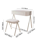 Modern Minimalist MDF & Stainless Steel Rectangular Makeup Vanity with Stool — 1-Drawer Vanity Table for Bedroom