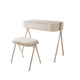 Modern Minimalist MDF & Stainless Steel Rectangular Makeup Vanity with Stool — 1-Drawer Vanity Table for Bedroom