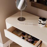 Modern Minimalist MDF & Stainless Steel Rectangular Makeup Vanity with Stool — 1-Drawer Vanity Table for Bedroom