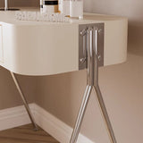 Modern Minimalist MDF & Stainless Steel Rectangular Makeup Vanity with Stool — 1-Drawer Vanity Table for Bedroom