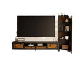 Traditional French-Style Solid Wood TV Stand in Muslin Finish, Rectangular with Two Cabinets and Drawers for Living Room