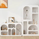 Contemporary Scandinavian Rectangular Side Table with Storage Cabinets (4/5/6 Compartments) for Living Room