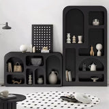 Contemporary Scandinavian Rectangular Side Table with Storage Cabinets (4/5/6 Compartments) for Living Room