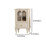 Traditional French Oak Striped Glass Arch-Door Console with Roman Column, Rectangular 2–3-Tier Side Table Cabinet for Living Room