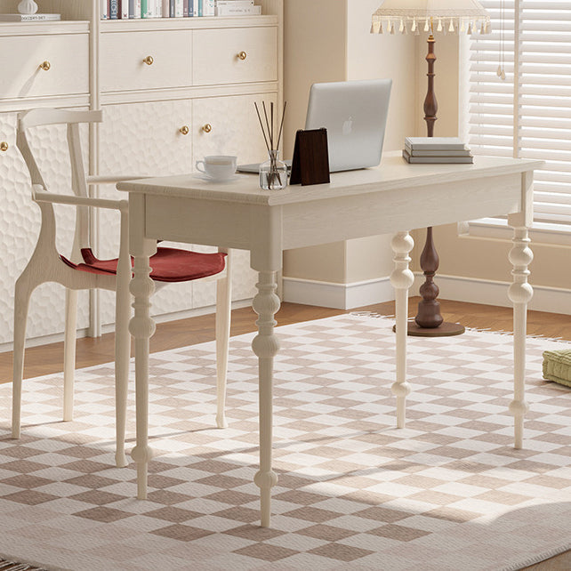 Timeless Traditional French Oak Copper Rectangular Desk & Roman Column Chair Set for Home Office