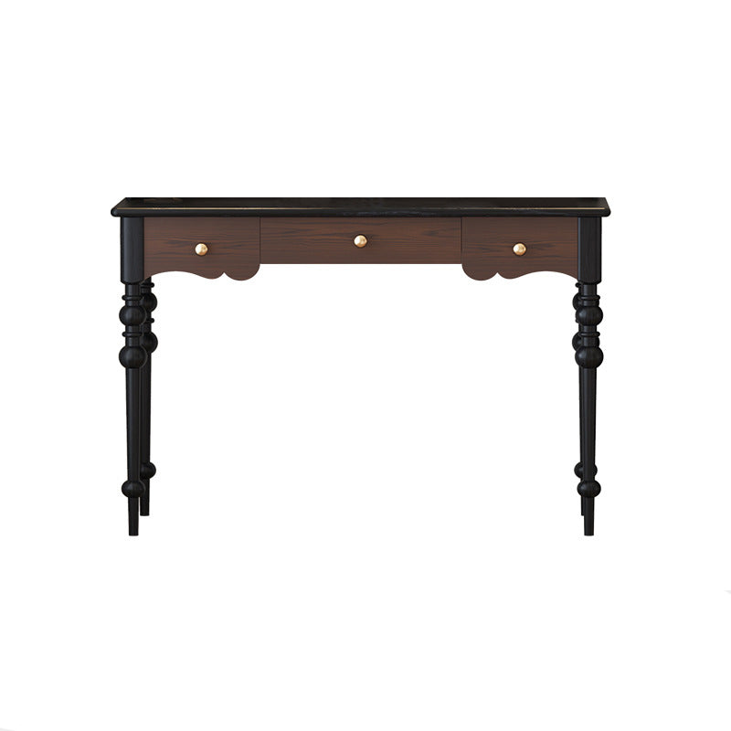 Timeless Traditional French Oak Copper Rectangular Desk & Roman Column Chair Set for Home Office