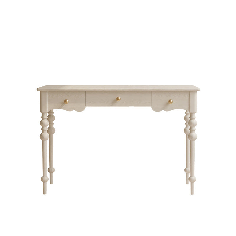 Timeless Traditional French Oak Copper Rectangular Desk & Roman Column Chair Set for Home Office