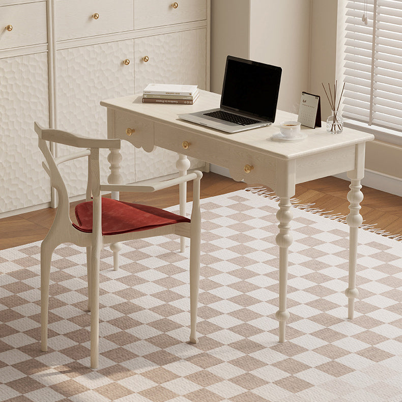 Timeless Traditional French Oak Copper Rectangular Desk & Roman Column Chair Set for Home Office