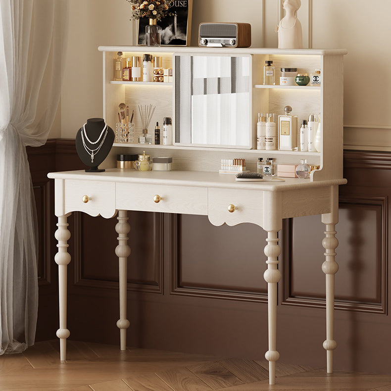 Timeless Traditional French Oak Copper Rectangular Desk & Roman Column Chair Set for Home Office