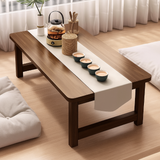Traditional Japanese Solid Wood Table - Rounded-Ended Rectangular Design with 1-Tier Folding, Perfect for Living Room