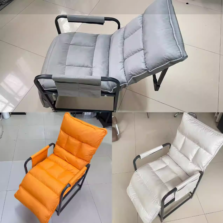 Modern Scandinavian Tech-Fabric Accent Chair with Metal Frame, Rounded-Rectangular Design, Armrests and Backrest for Home Office