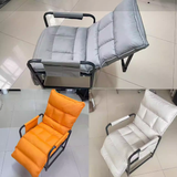 Modern Scandinavian Tech-Fabric Accent Chair with Metal Frame, Rounded-Rectangular Design, Armrests and Backrest for Home Office