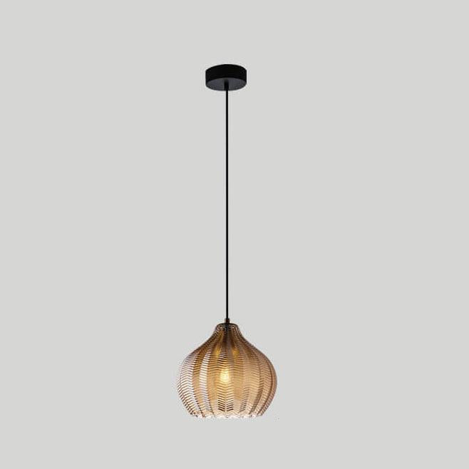 Nordic-Style Textured Wavy Glass 1-Light Barrel Pendant Light
