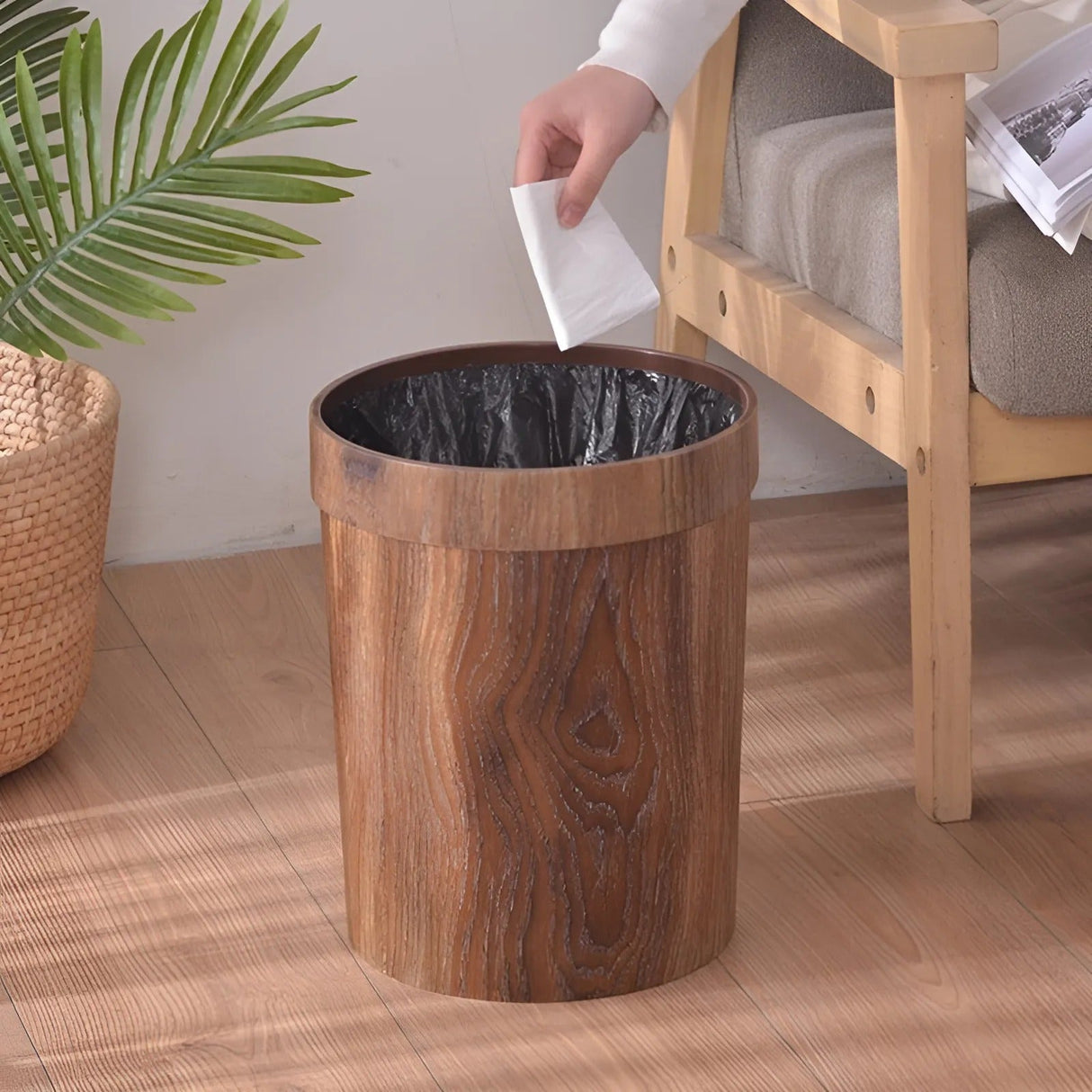 Elegant Minimalist Wooden Garbage Bin for Home