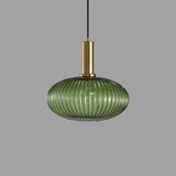 Chic Minimalist Striped Glass Lantern Pendant Light — 1 Light Fixture