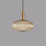 Chic Minimalist Striped Glass Lantern Pendant Light — 1 Light Fixture