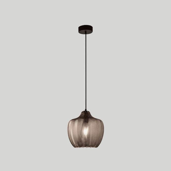 Nordic-Style Textured Wavy Glass 1-Light Barrel Pendant Light