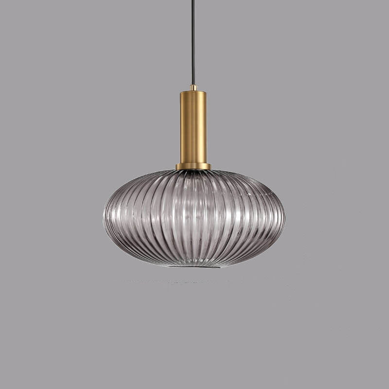Chic Minimalist Striped Glass Lantern Pendant Light — 1 Light Fixture