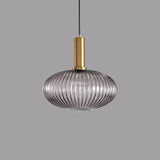 Chic Minimalist Striped Glass Lantern Pendant Light — 1 Light Fixture