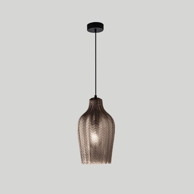 Nordic-Style Textured Wavy Glass 1-Light Barrel Pendant Light
