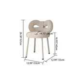 Contemporary Bow-Knot Lambswool Vanity Stool with Iron Frame, Backrest, Armless for Bedroom
