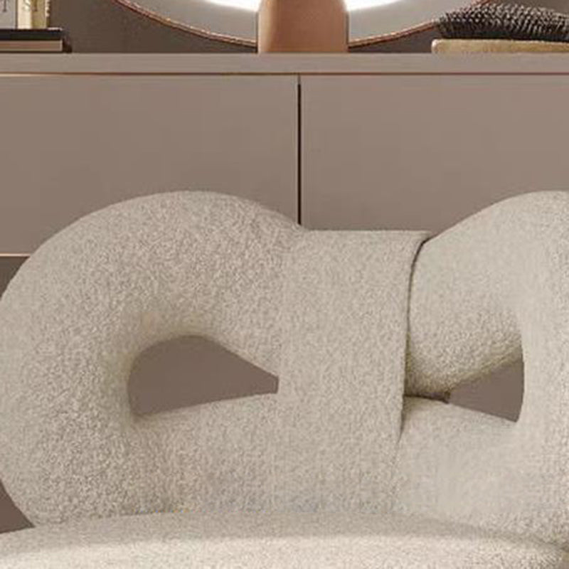 Contemporary Bow-Knot Lambswool Vanity Stool with Iron Frame, Backrest, Armless for Bedroom