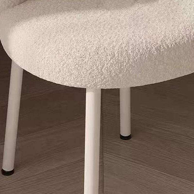 Contemporary Bow-Knot Lambswool Vanity Stool with Iron Frame, Backrest, Armless for Bedroom