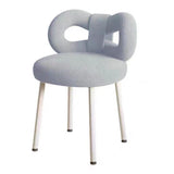 Contemporary Bow-Knot Lambswool Vanity Stool with Iron Frame, Backrest, Armless for Bedroom