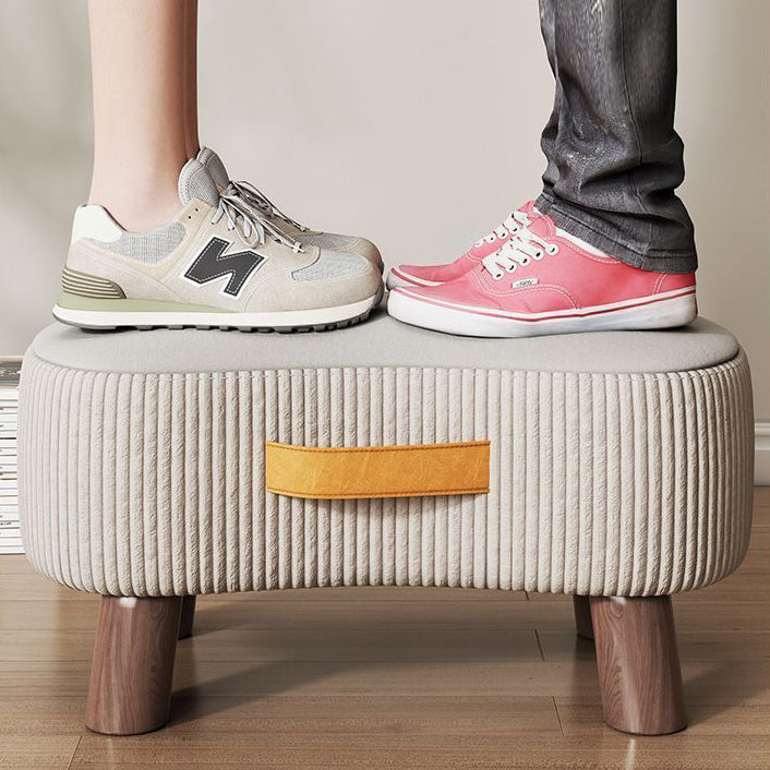 Contemporary Nordic Cuboid Footstool – Portable, Backless & Armless with Flannelette Tech Fabric on Solid Wood for Living Room
