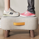 Contemporary Nordic Cuboid Footstool – Portable, Backless & Armless with Flannelette Tech Fabric on Solid Wood for Living Room