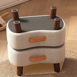 Contemporary Nordic Cuboid Footstool – Portable, Backless & Armless with Flannelette Tech Fabric on Solid Wood for Living Room