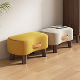 Contemporary Nordic Cuboid Footstool – Portable, Backless & Armless with Flannelette Tech Fabric on Solid Wood for Living Room
