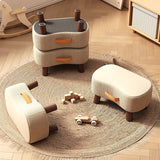 Contemporary Nordic Cuboid Footstool – Portable, Backless & Armless with Flannelette Tech Fabric on Solid Wood for Living Room