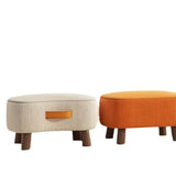 Contemporary Nordic Cuboid Footstool – Portable, Backless & Armless with Flannelette Tech Fabric on Solid Wood for Living Room