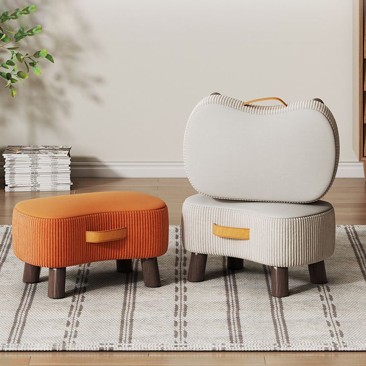 Contemporary Nordic Cuboid Footstool – Portable, Backless & Armless with Flannelette Tech Fabric on Solid Wood for Living Room