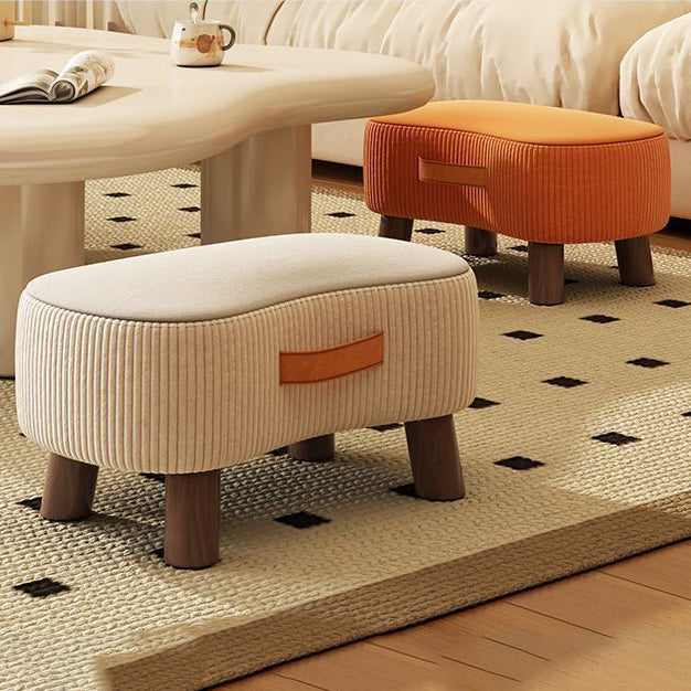 Contemporary Nordic Cuboid Footstool – Portable, Backless & Armless with Flannelette Tech Fabric on Solid Wood for Living Room